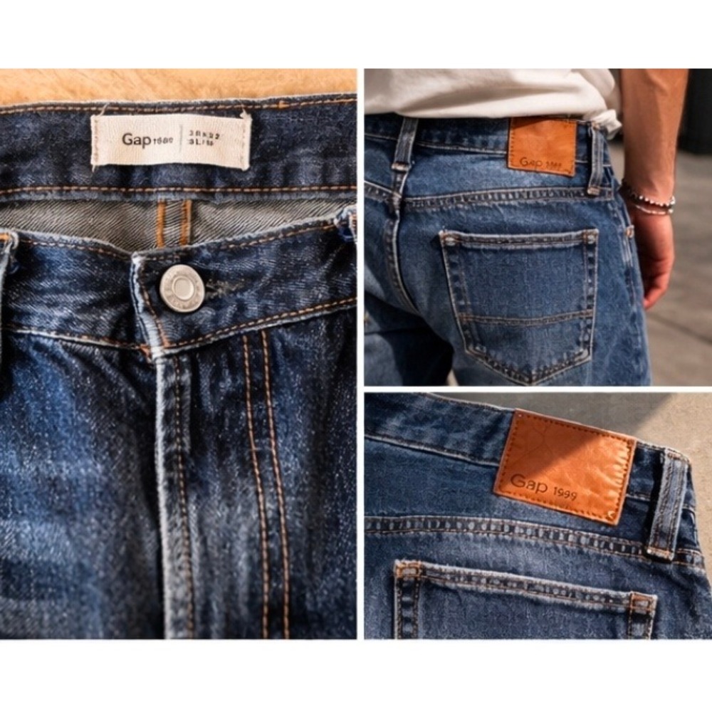 Gap 1969 Mens Slim Fit Straight Leg Med Wash Blue Denim Jeans‎ 36x32 dad granola